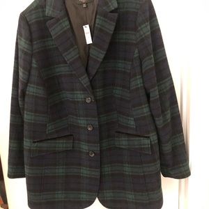 Ladies 100% Wool Blazer Black Watch Plaid